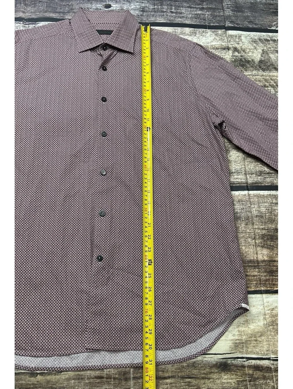 Saks Fifth Avenue Dress Shirt Mens Large Polka Dot Cotton Red